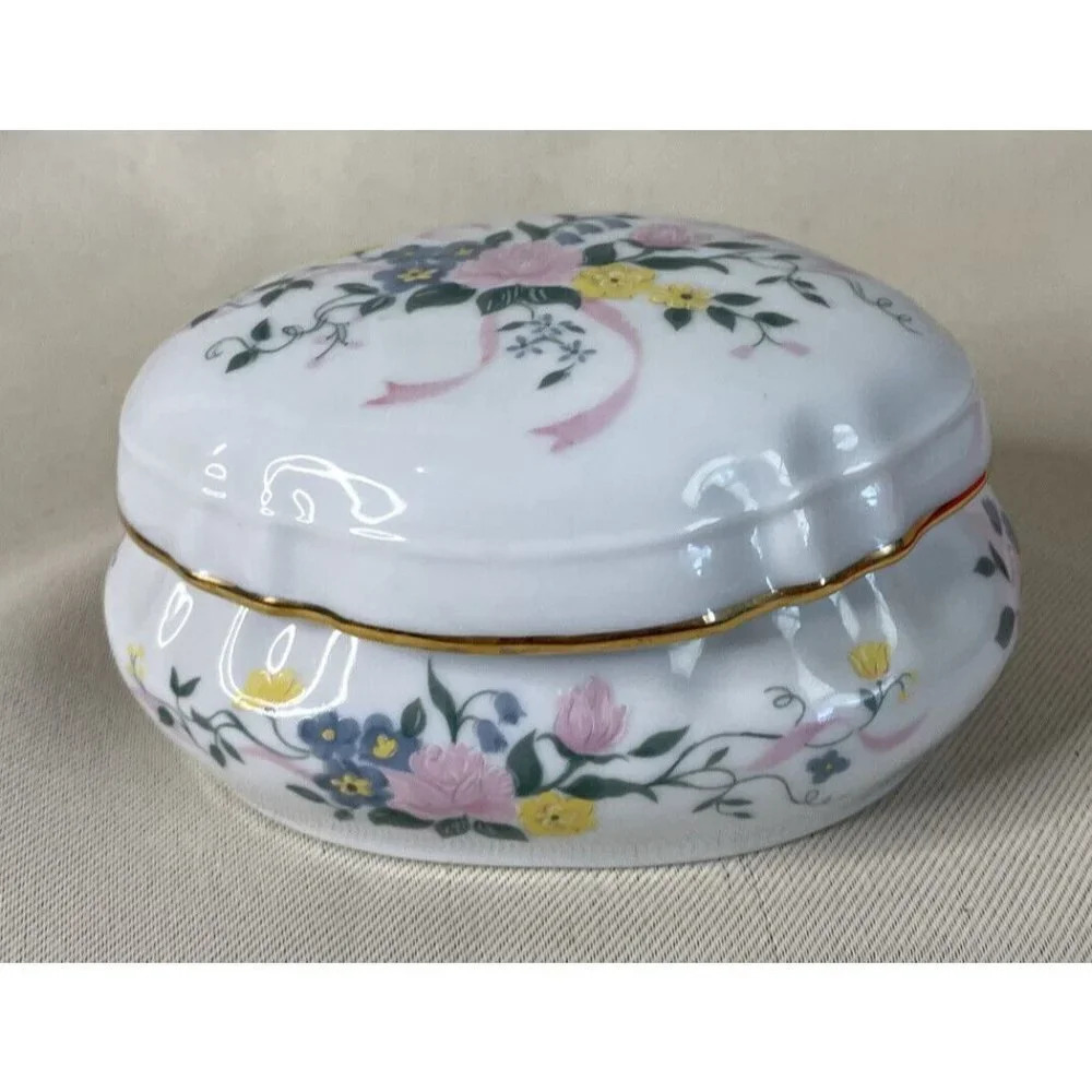 Heritage House Music Trinket‎ Box Melodies Some Enchanted Evening Floral Vintage